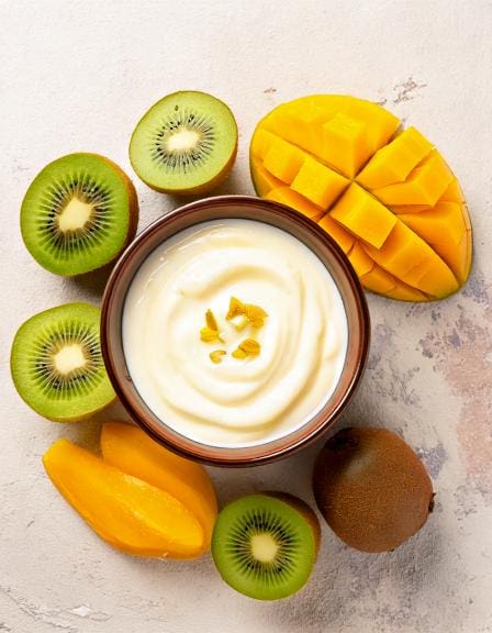 Yogurt, kiwi, and mango